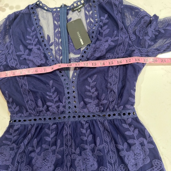 Fashion Nova Deep Blue Lace Romper - Picture 8 of 9